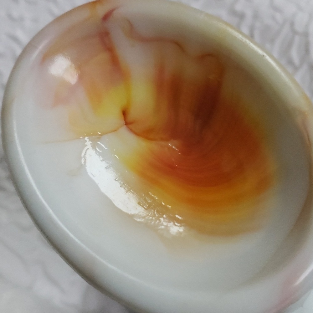 Small Akro Agate Lily Vase White and Orange Slag Depression Glass - Picture 14 of 16